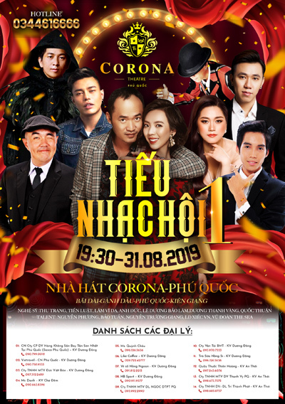 Chương trình Tiếu Nhạc Hội 1 sẽ diễn ra vào 19h30 ngày 31/8 tại nhà hát Corona - Phú Quốc.  - tieu-nhac-hoi-1-quy-tu-dan-danh-hai-dinh-dam-phuong-nam - Tiếu Nhạc Hội 1 Quy Tụ Dàn Danh Hài Đình Đám Phương Nam