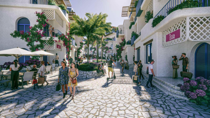 Khu shophouse phong cách Santorini tại The Santo Port. Ảnh phối cảnh minh họa: Sun Property - WikiLand  - hto3-8754-1648117755 - Sun Group ra mắt hợp phần đầu tiên của Hon Thom Paradise Island